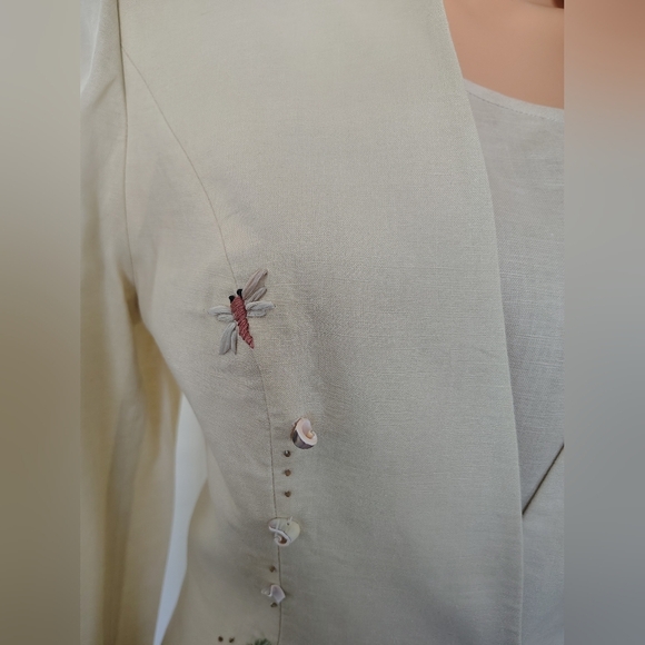 Louise Ricci Elegant Cream Floral Embroidered Suit Set Size 10 - Picture 5 of 16